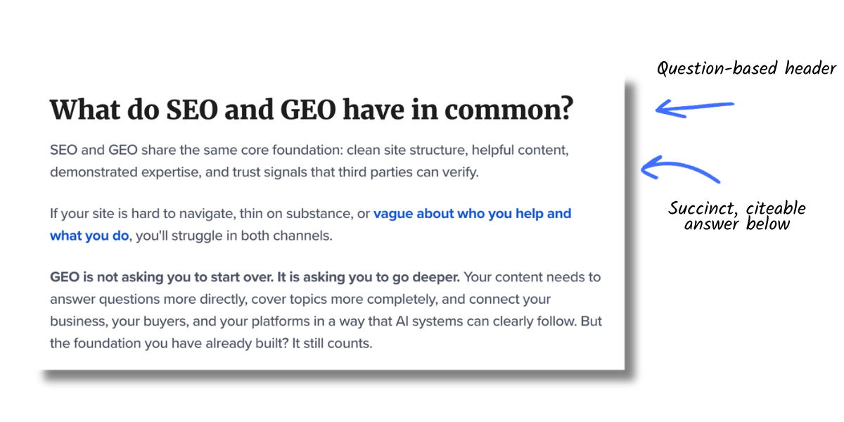 Example of answer focused semantic structure