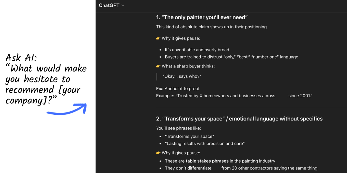 how to tell if AI will recommend your company