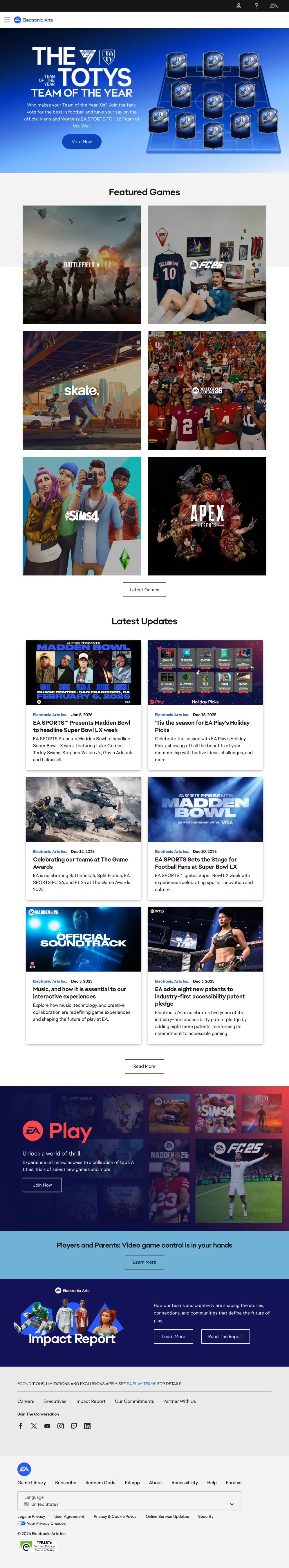 Electronic Arts Multi Brand Website