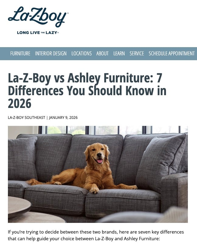 La-Z-Boy Comparison Article