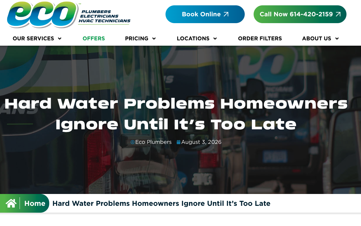 Eco plumbing hard water problems article