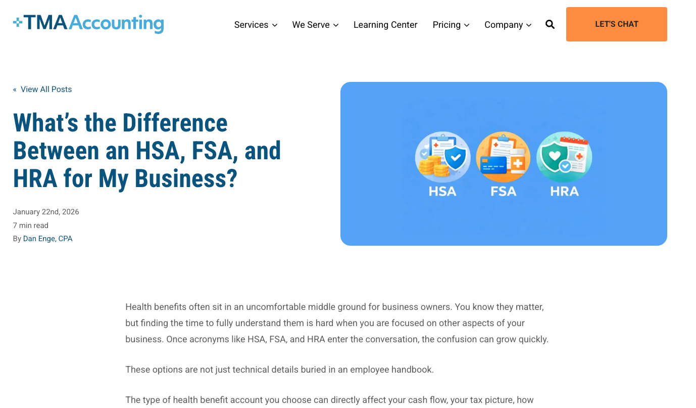 TMA Accounting comparison article example
