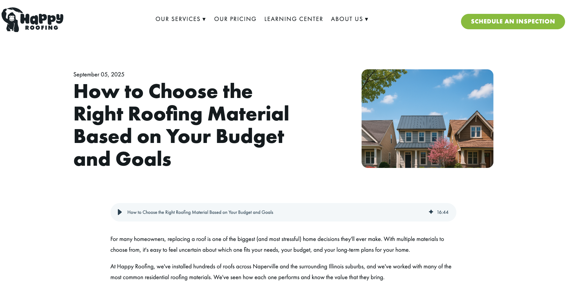 example of a "how to" article from Happy Roofing