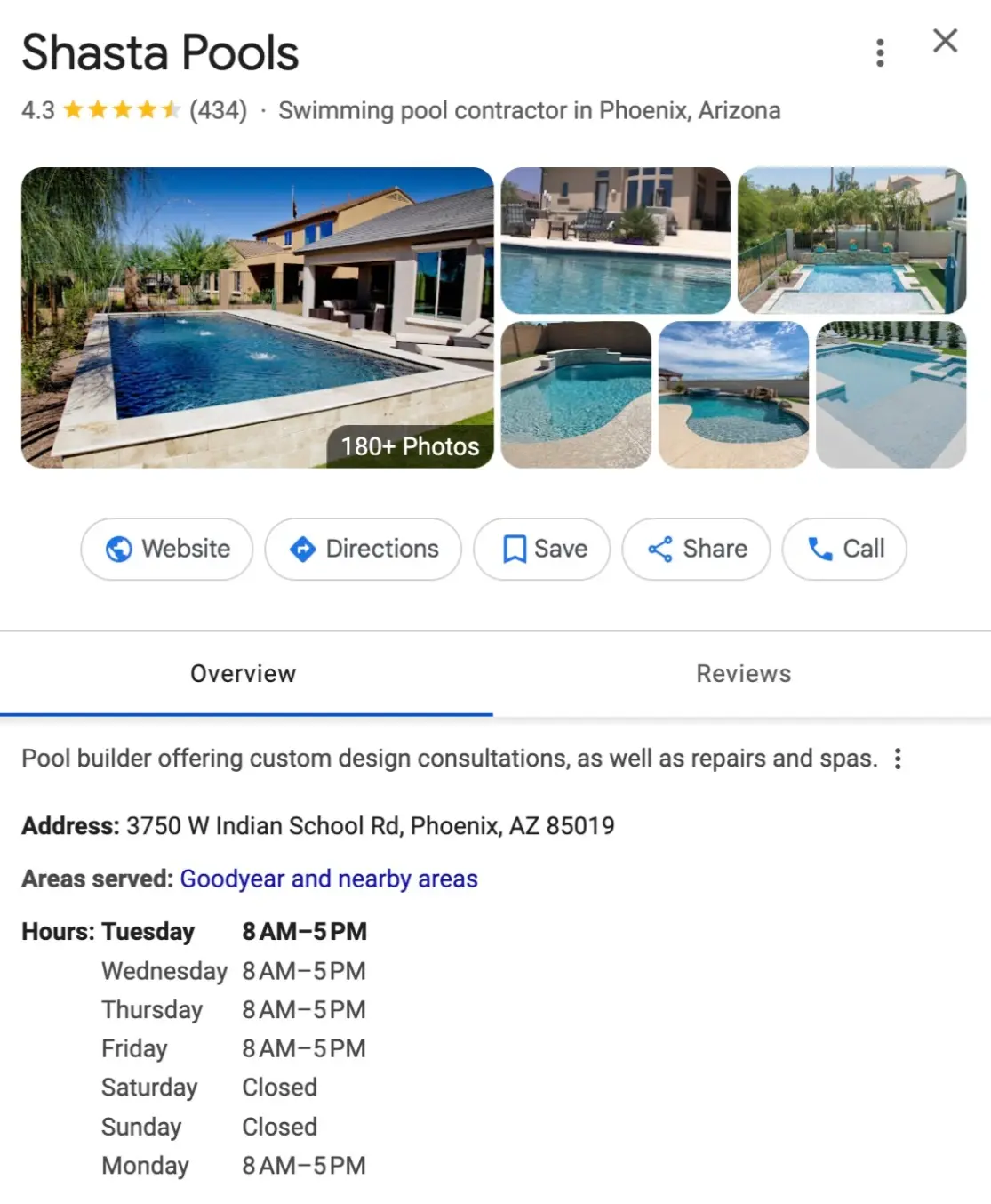 Shasta Pools Google